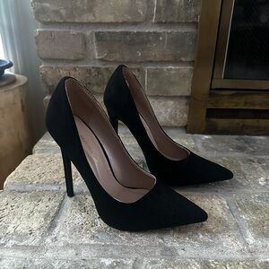 Black Suede Stiletto Pumps